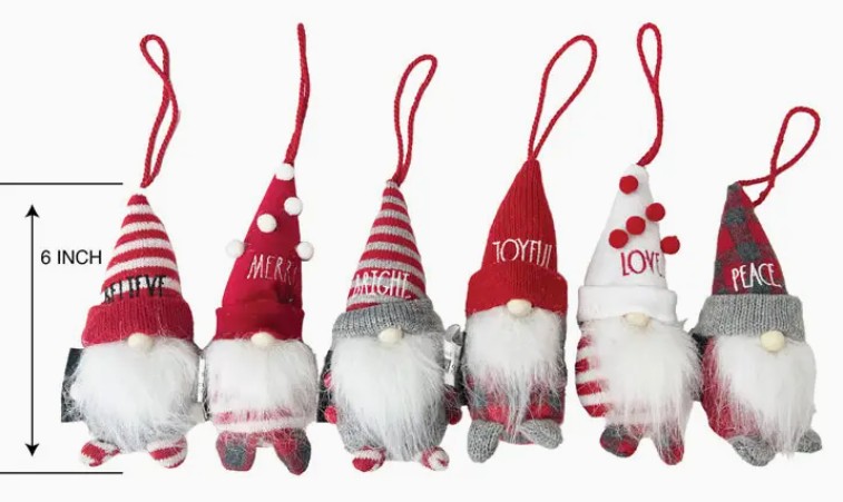 Hanging Gnomes "Merry, Bright" Ornament