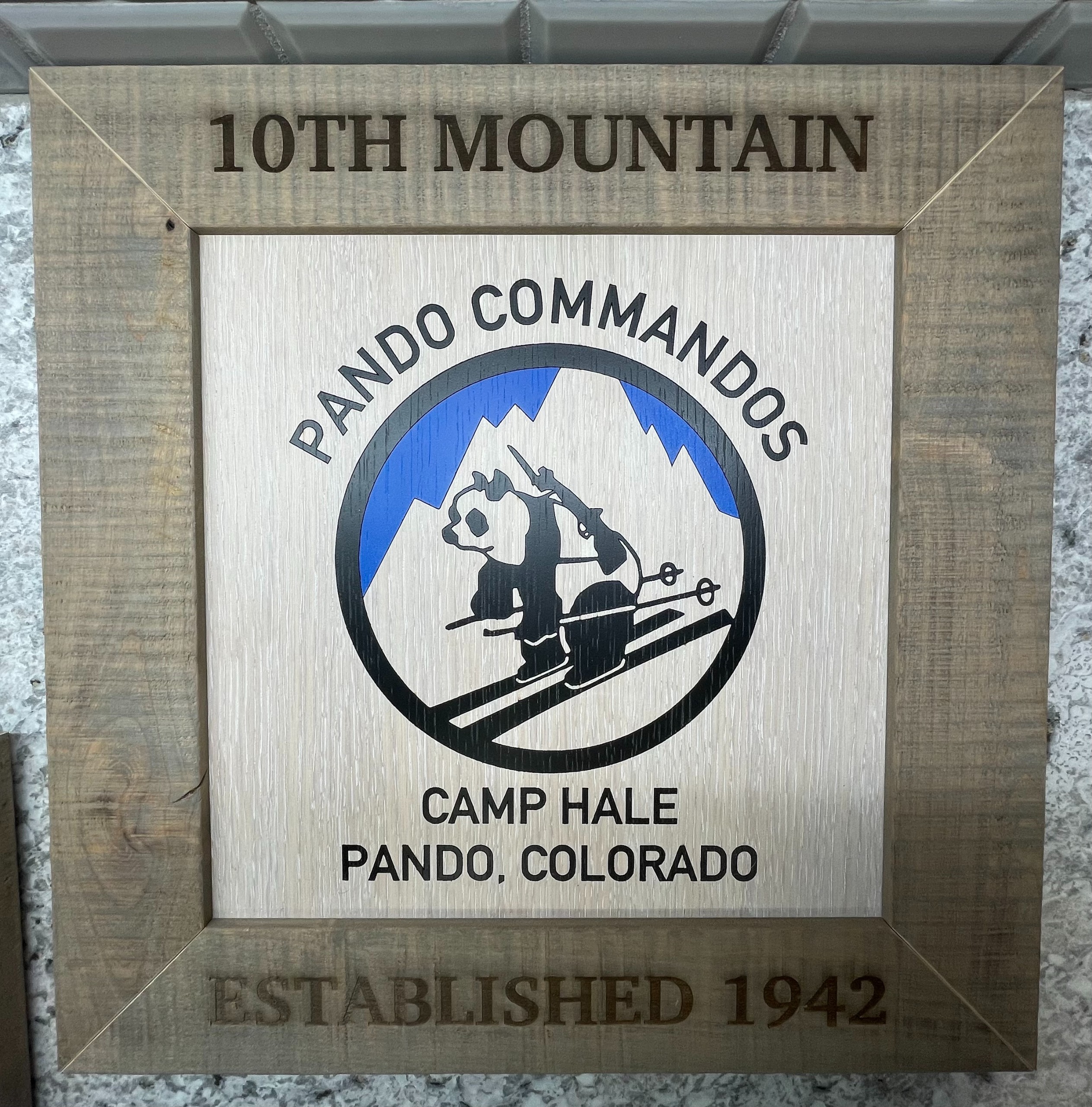 Pando Commando Camp Hale Framed Wood Sign