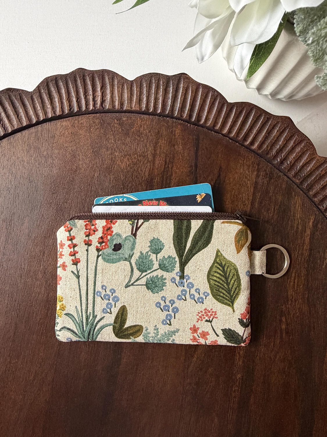 Keychain Pouch – Herb Garden Natural – handmade keychain pouch