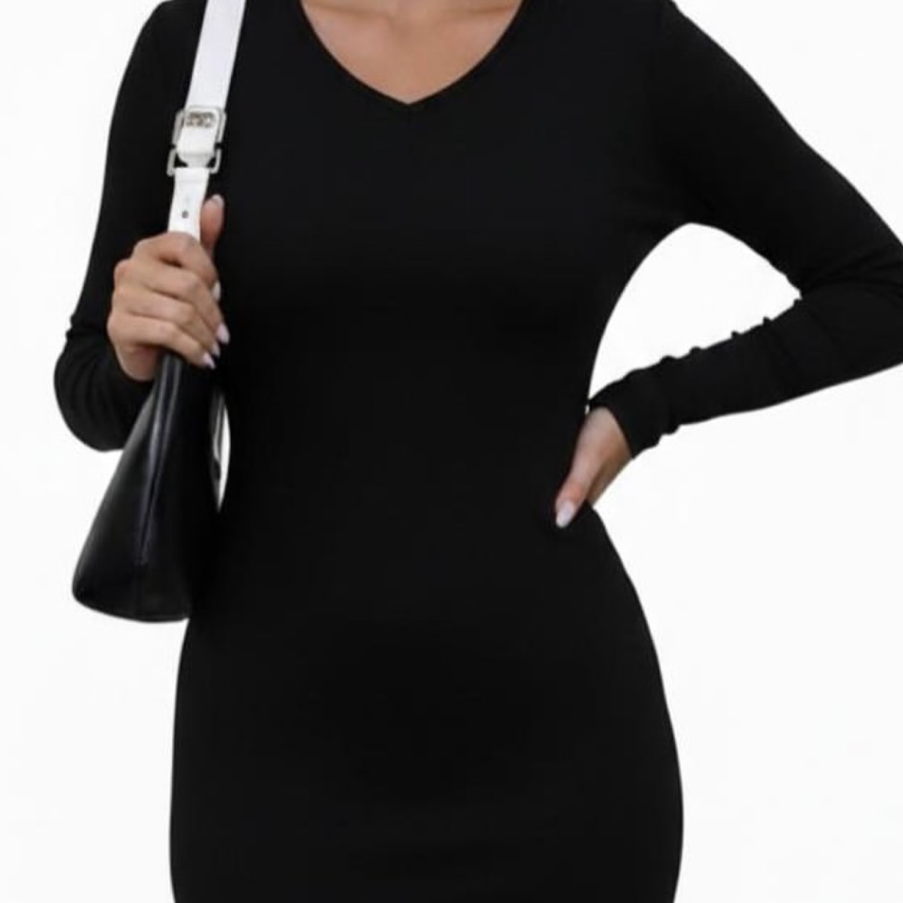 V Neck Black Maxi Dress — product photo