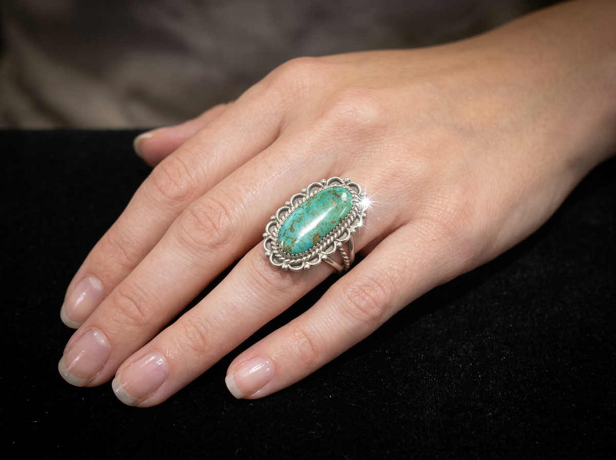Sterling Silver Kingman Turquoise Ring - Size 7 #164