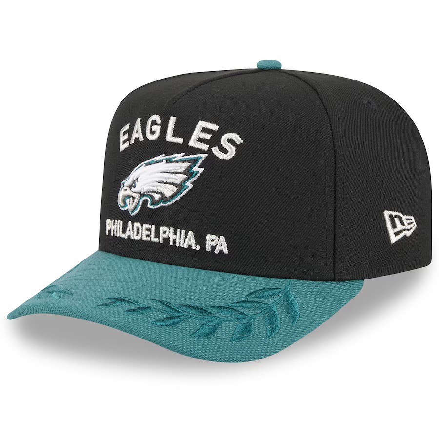 Philadelphia Eagles Black/Green 2025 NFL Draft Snapback New Era 9FIFTY Hat