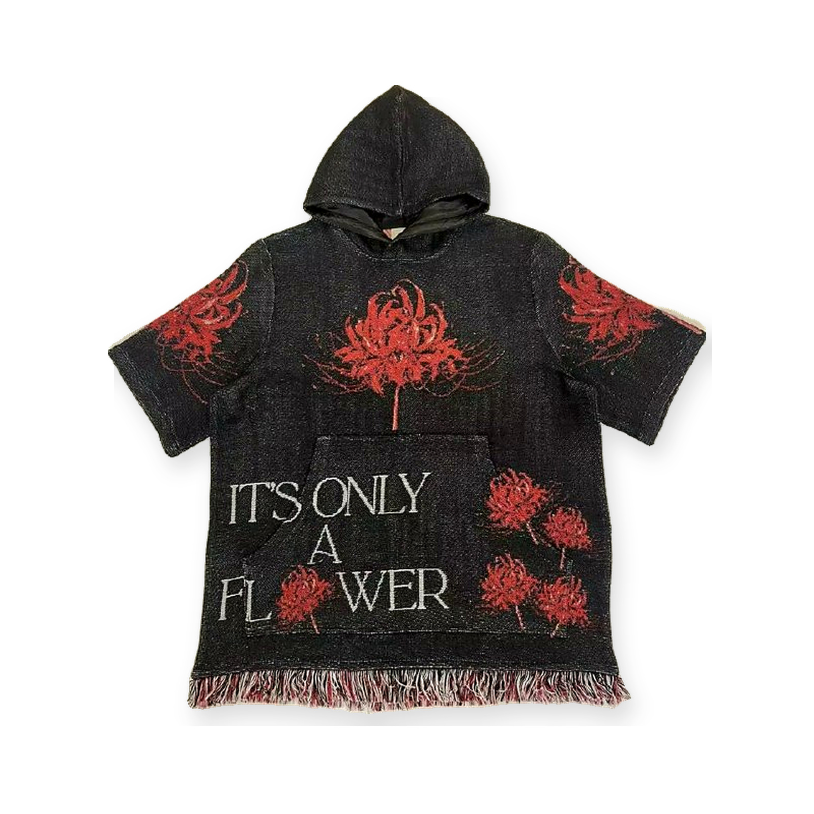 Hoodie: 'It's Only a Flower' Short Sleeve Tapestry Top