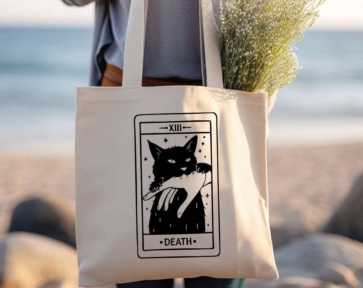Sister Ray - Tarot Death Black Cat Cute Funny Witchy Tote Bag