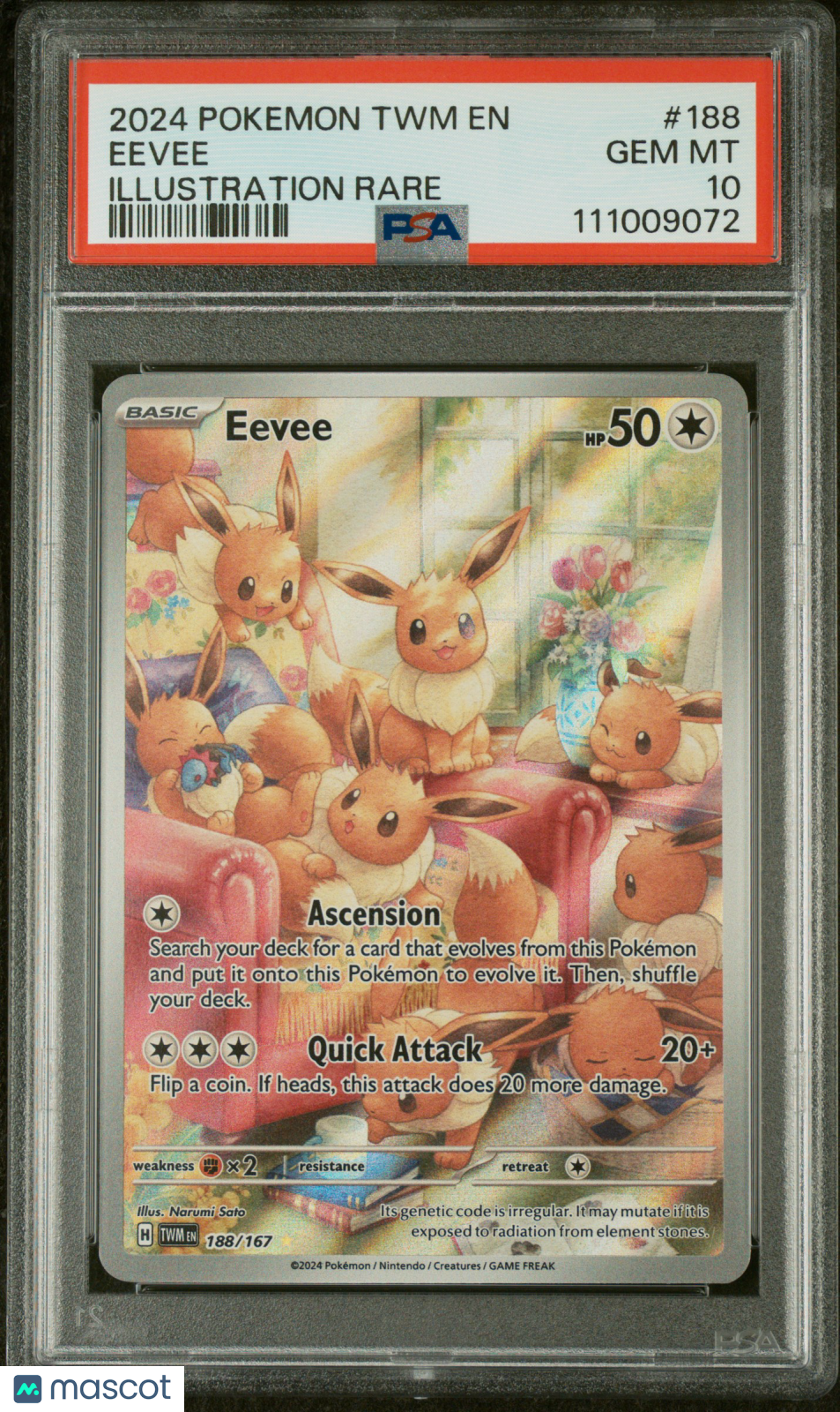 2024 Pokemon TWM EN-Twilight Masquerade Eevee Illustration Rare PSA 10