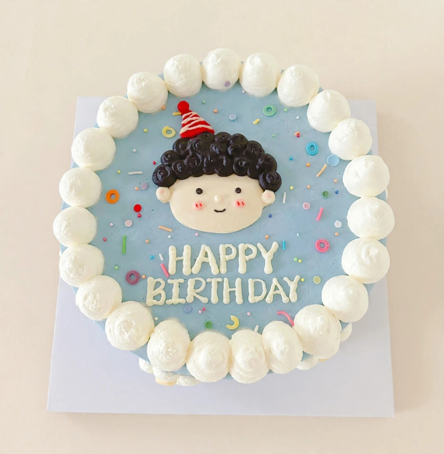 Smiley Boy Party Cake — HoneyMe Bakery, Bellevue