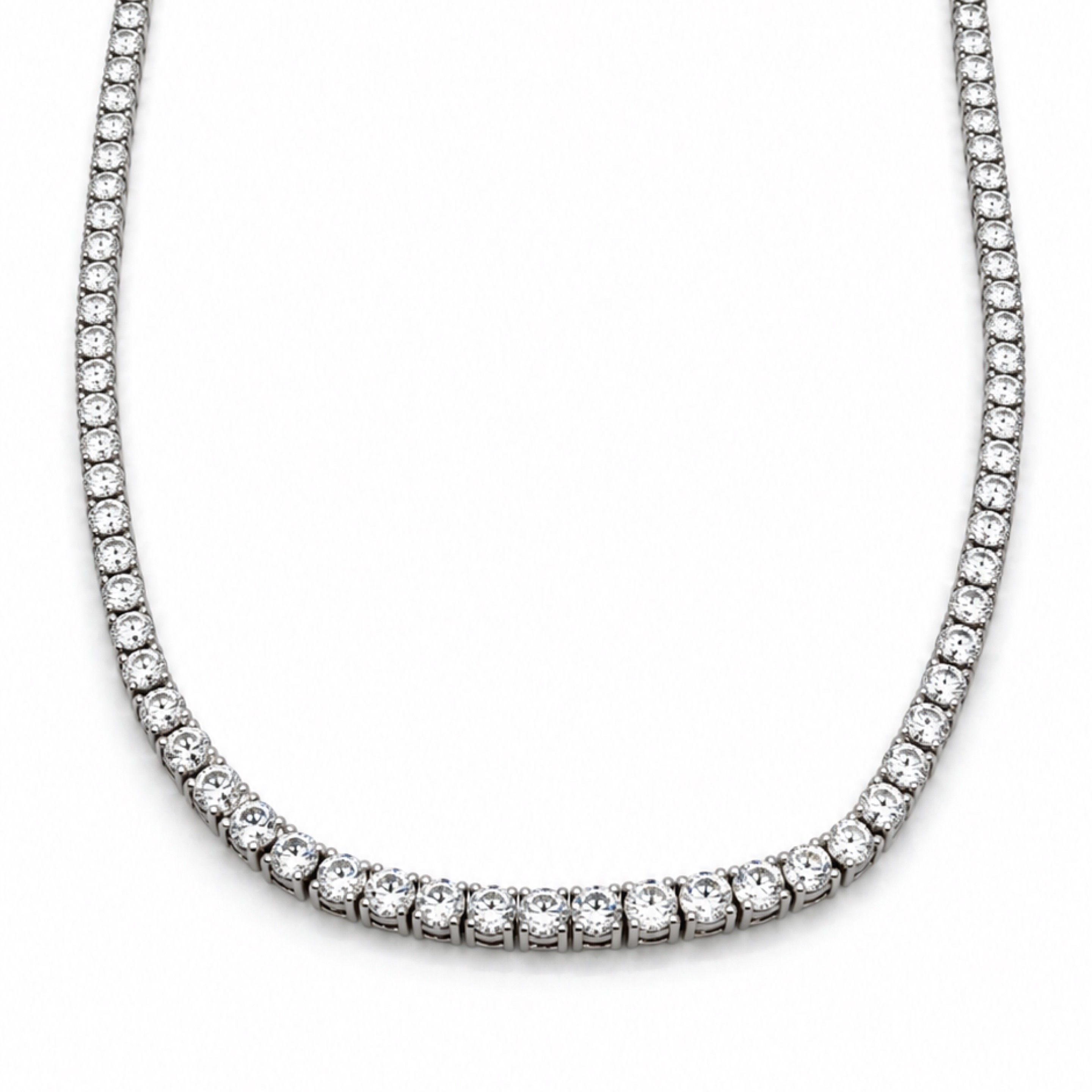 24” White Gold Tennis Necklace 