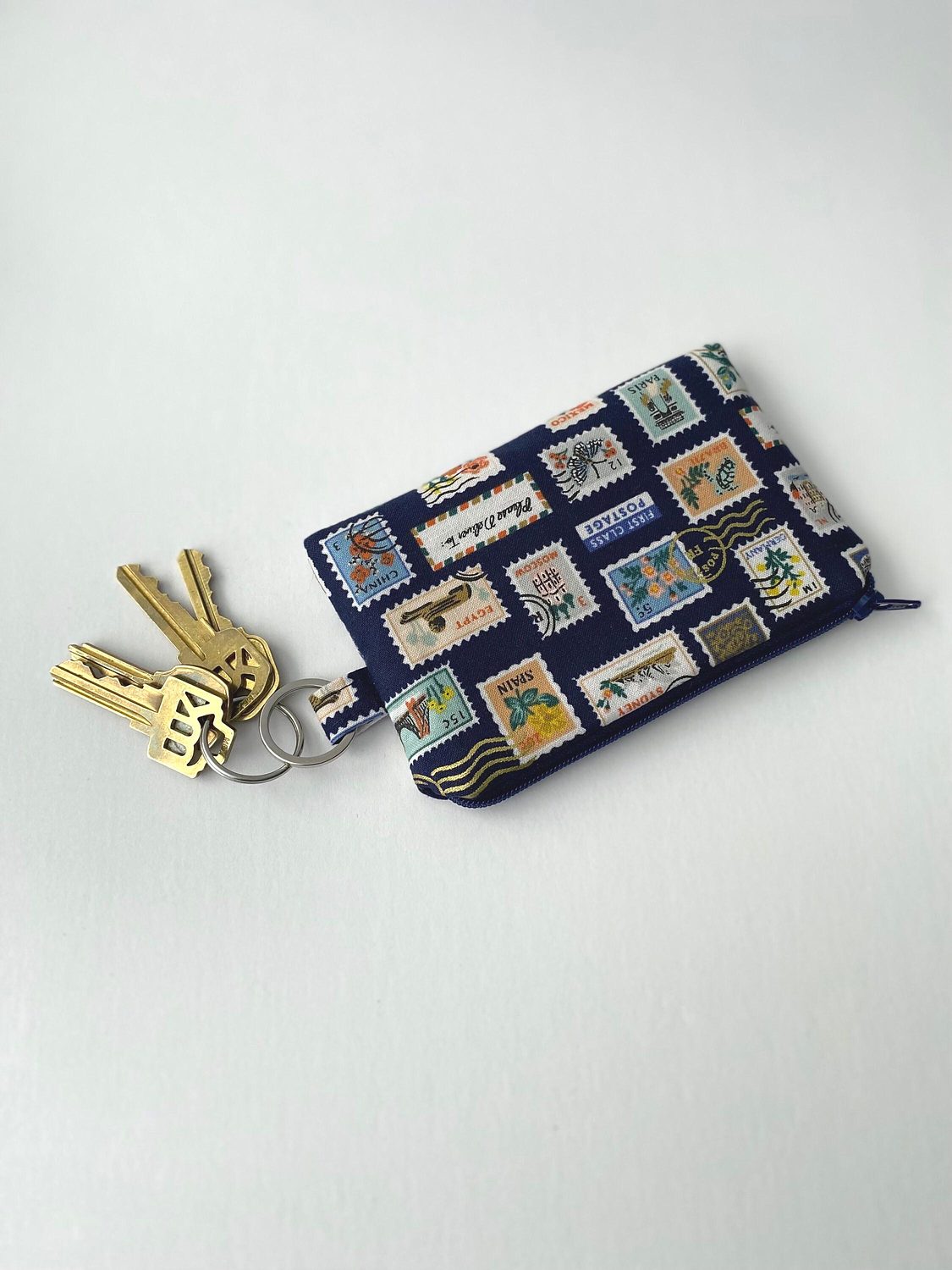 Keychain Pouch – Postage Stamps Navy, photo 5 of 5