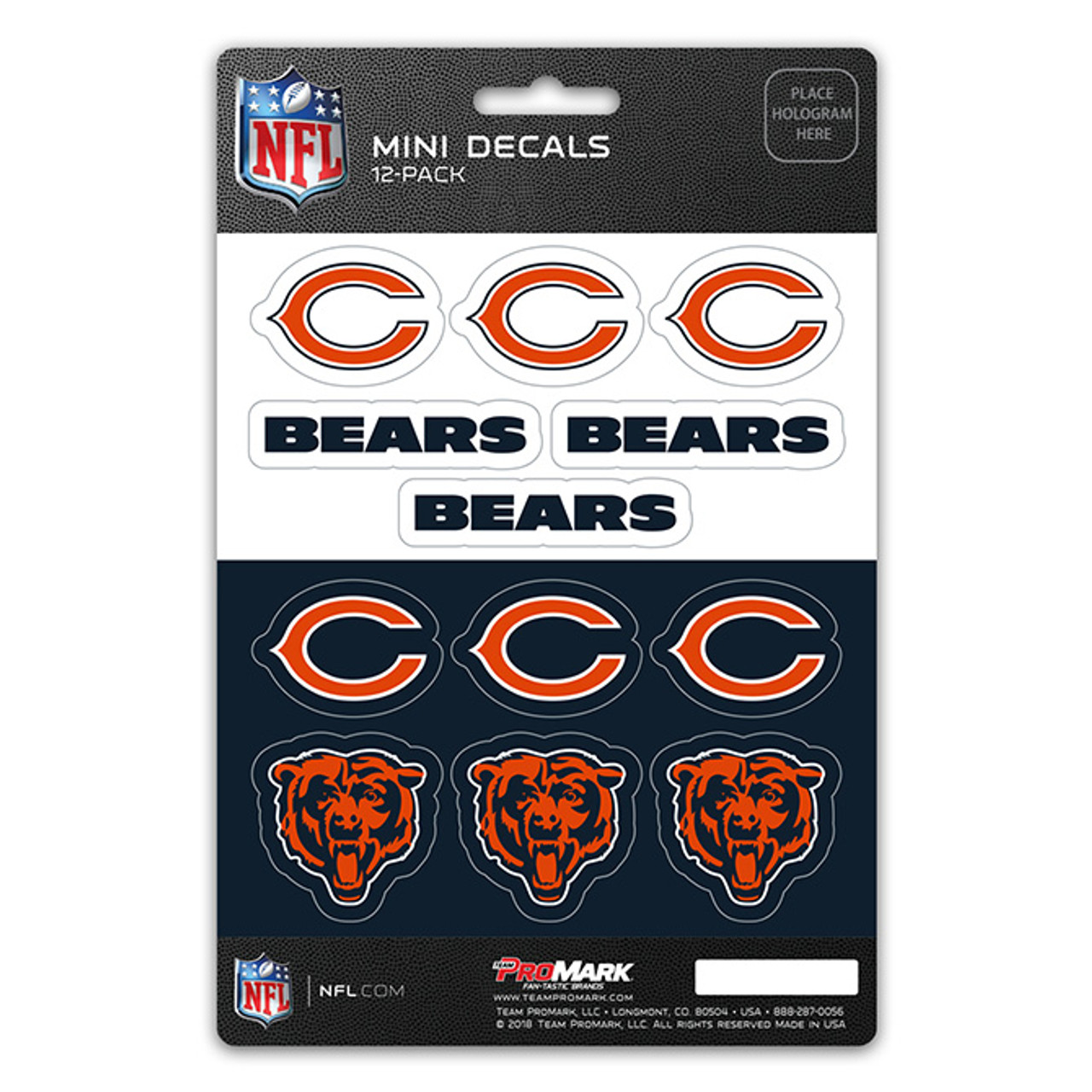 Chicago Bears Mini Decals 12pk Set