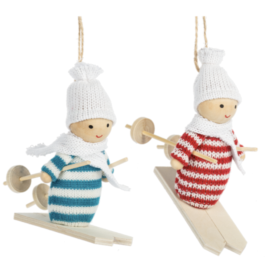 Knit Skier Ornament