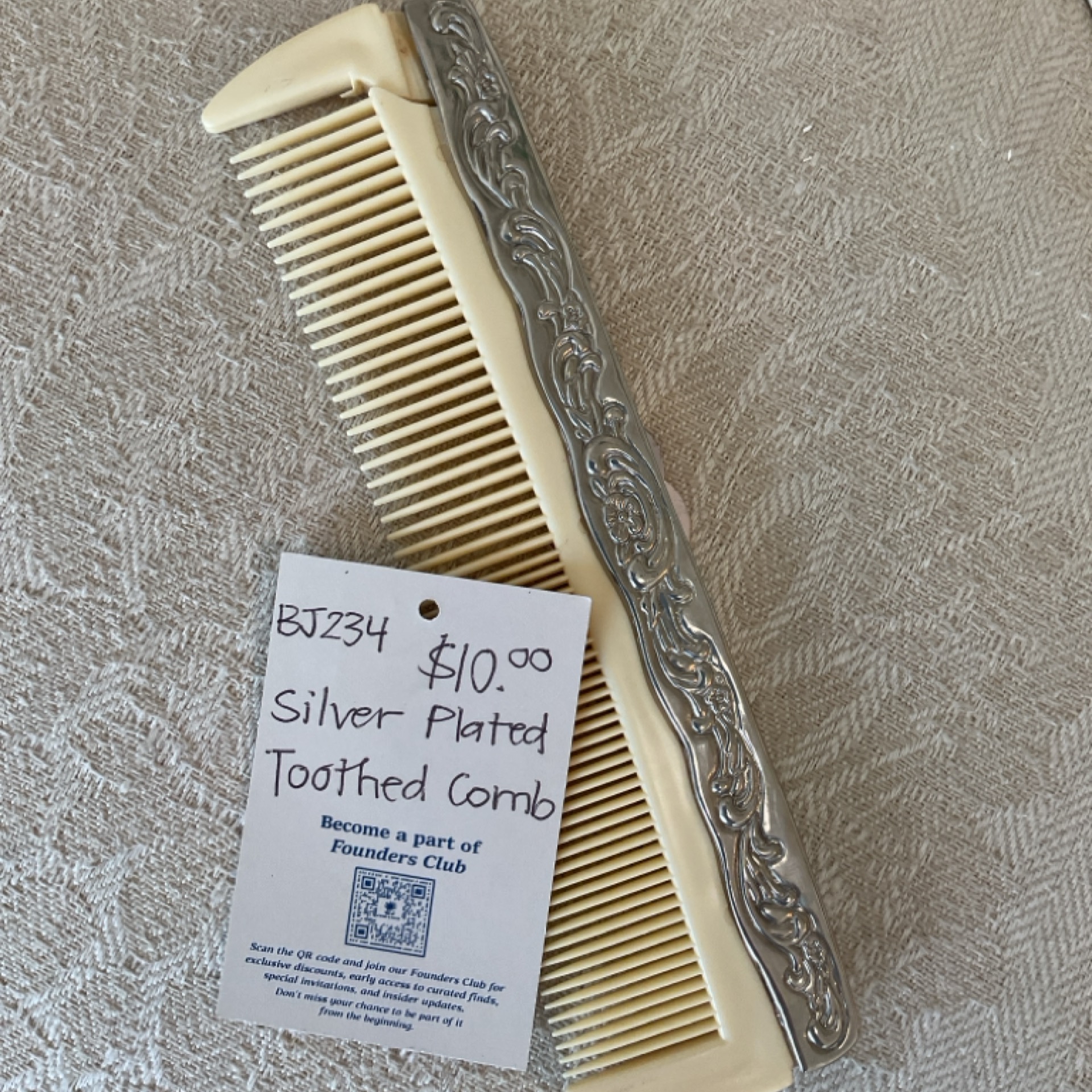 Silver Plated Toothed Comb
