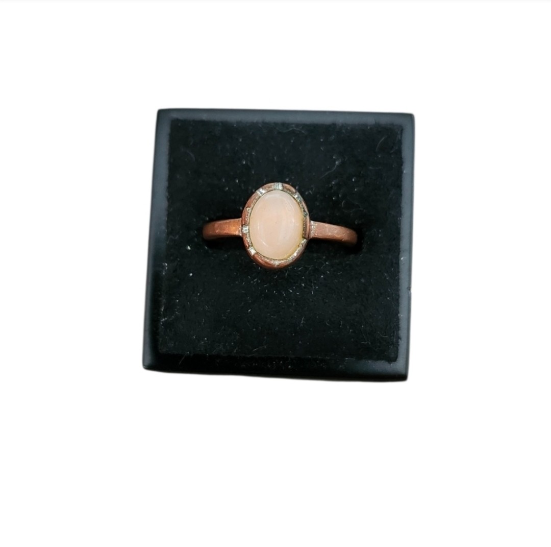 Size 6.5 Tarnished Copper Toned Rose Quartz Ring