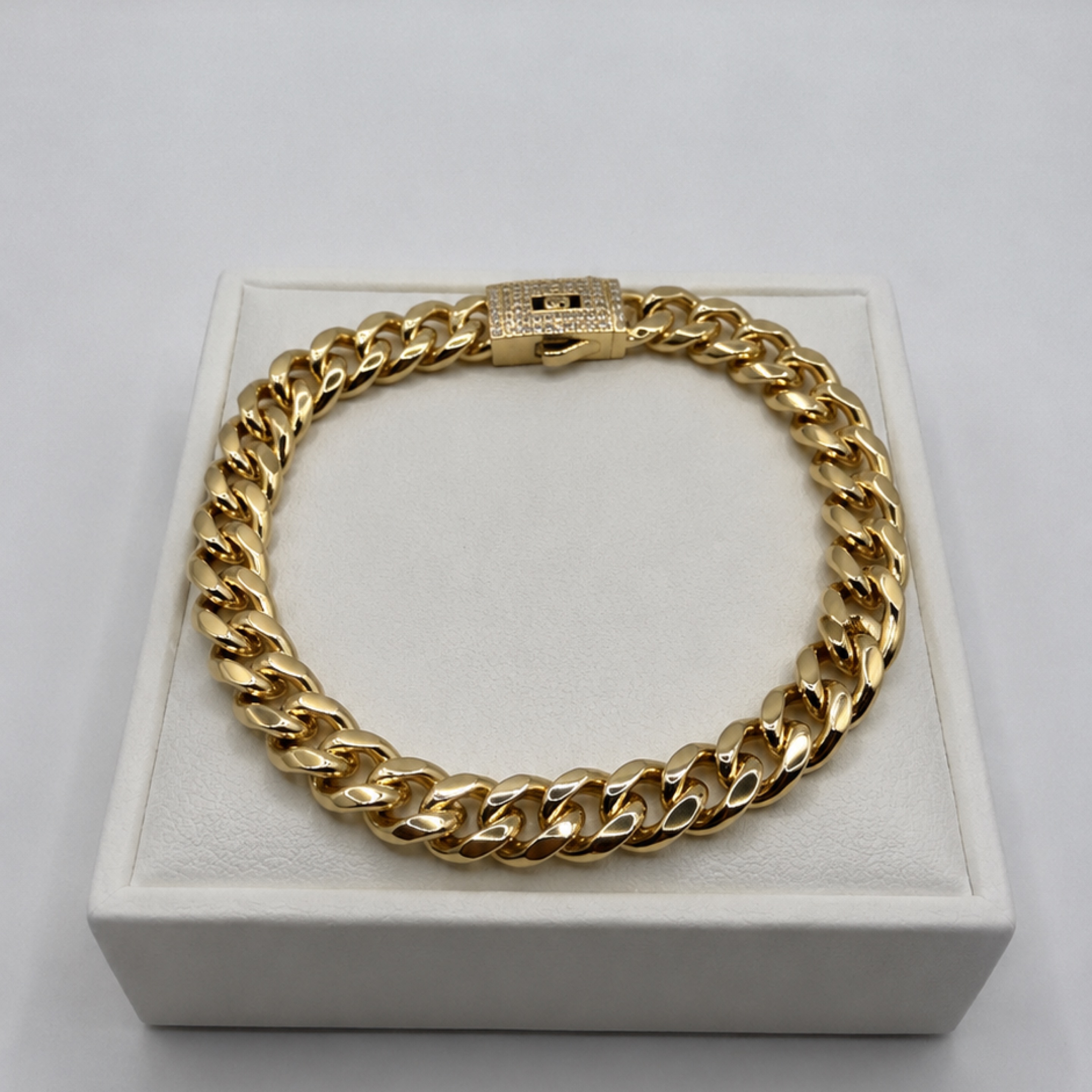 8.5” Iced Lock Monaco Cuban Bracelet/ 8mm