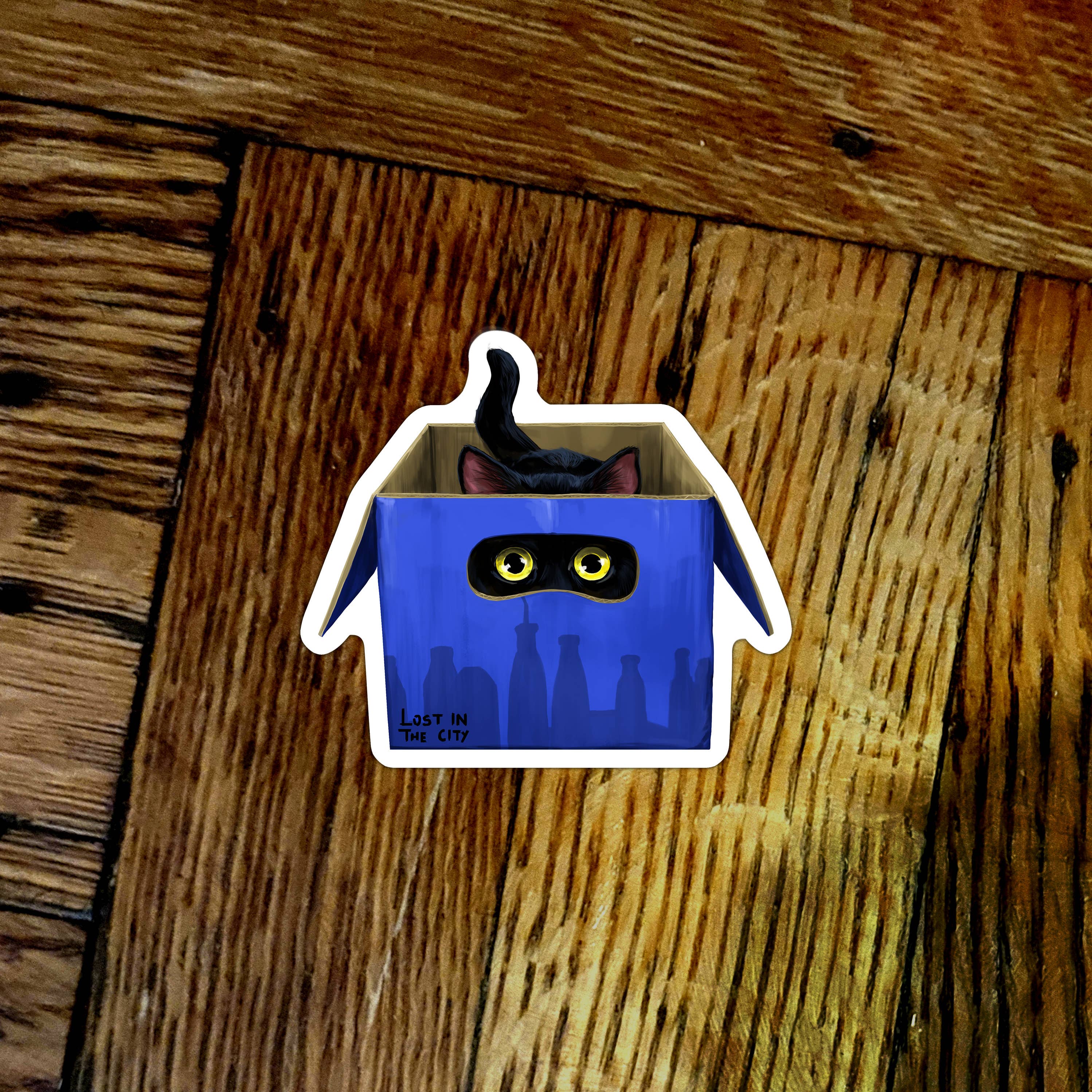 Santi of all Trades - Bodega Cat in Box Vinyl Sticker | Lost in the City