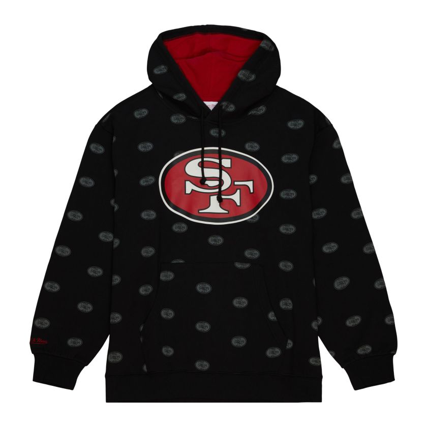 San Francisco 49ers All Over Print Mitchell and Ness Hooded Sweatshirt