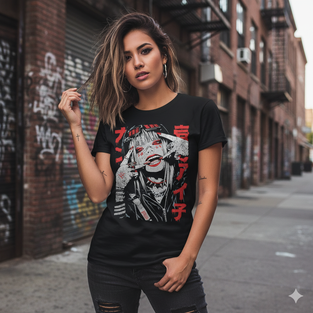 Japanese Streetwear Cyberpunk Y2K Techwear Retro Manga Anime T-Shirt