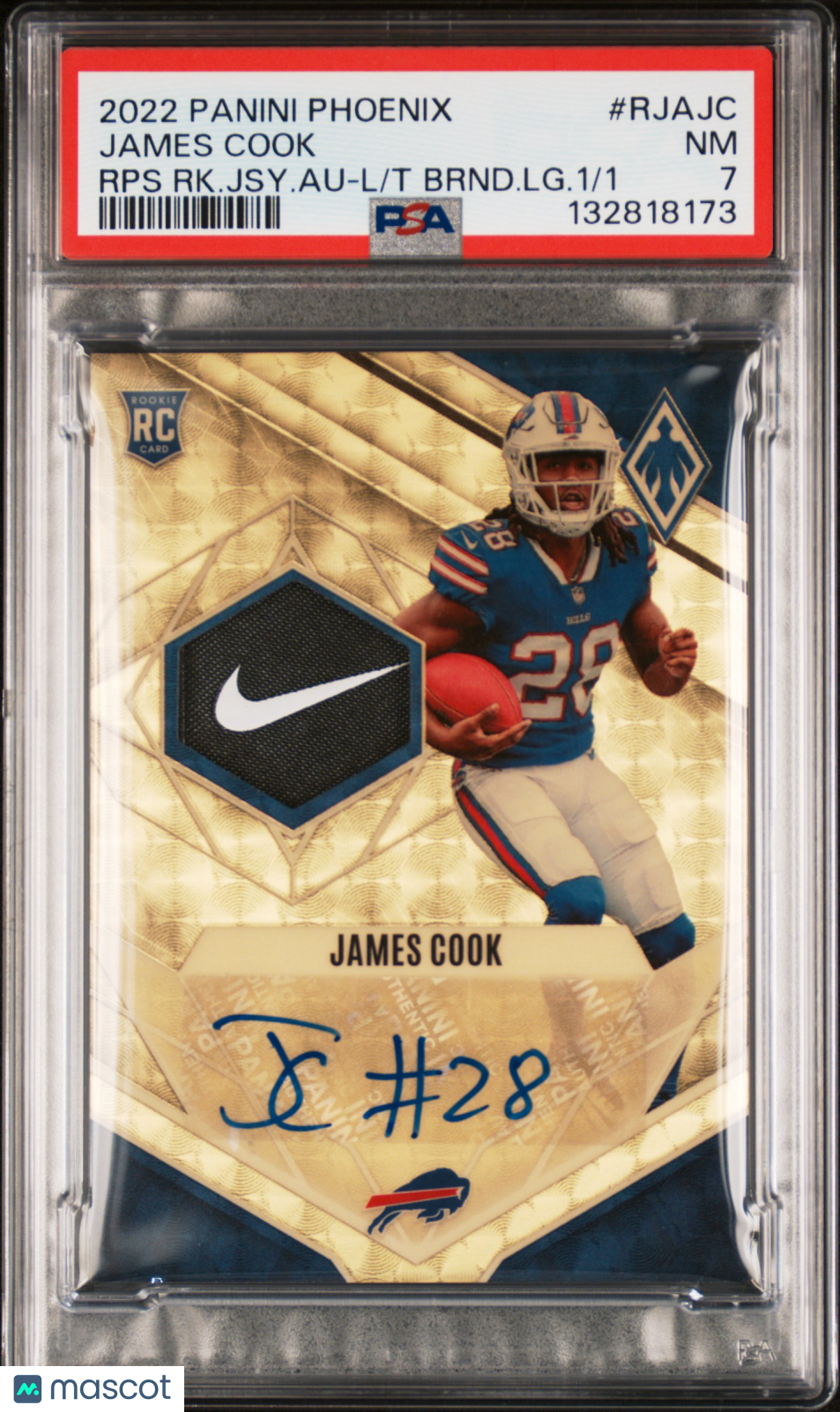 2022 Panini Phoenix James Cook Gold Vinyl RPA 1/1 PSA 7