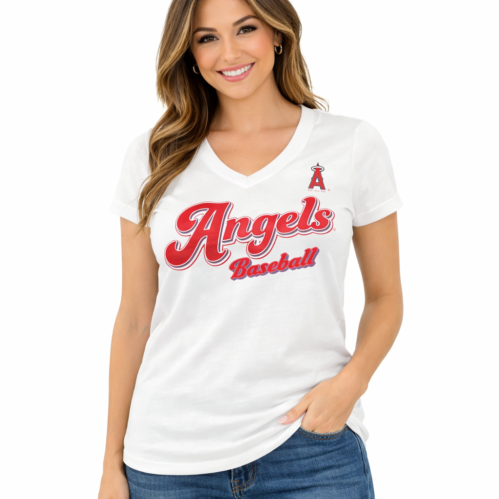 Los Angeles Angels Ladies White Stamped g-III Shirt
