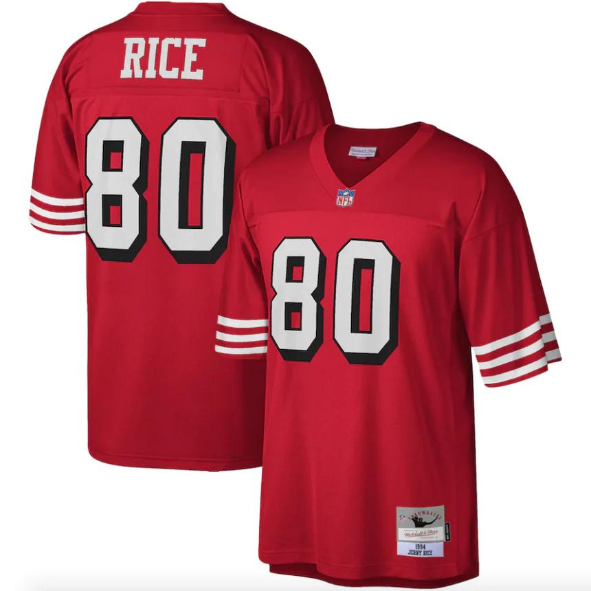 San Francisco 49ers 1994 Jerry Rice #80 Red Shadow Mitchell and Ness Jersey