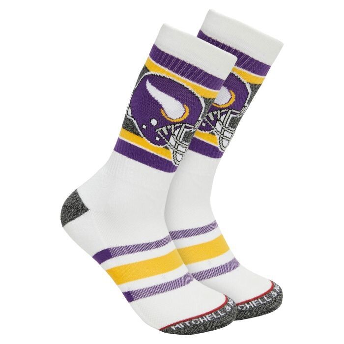 Minnesota Vikings Retro White Mitchell and Ness Interception Crew Socks