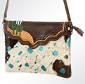 AD Leather Hide Hand Tooled Sling Purse