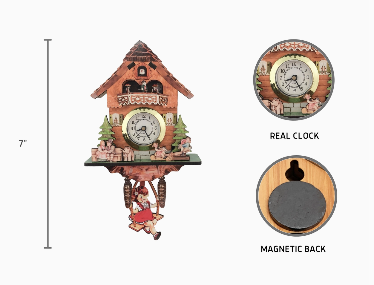 German Girl & Dog Functioning Clock Fridge Magnet