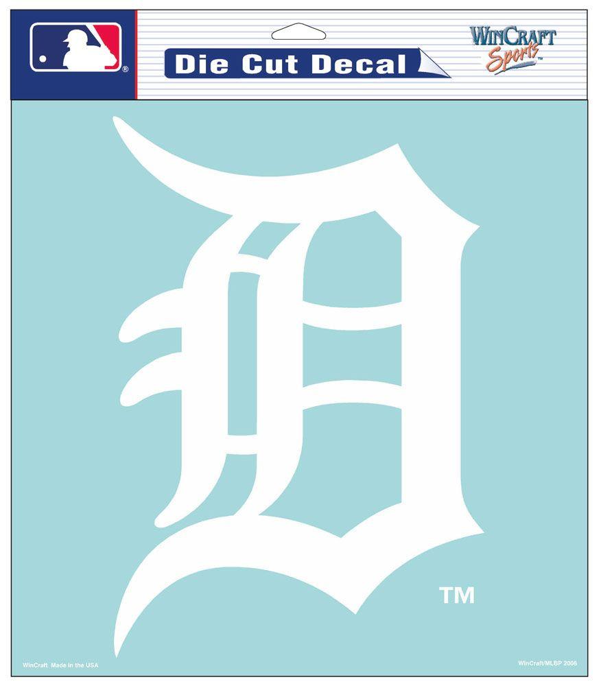 Detroit Tigers White Perfect Cut Decal 8x8"