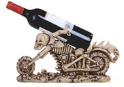 Resin Skeleton on Motorcycle Wine Bottle Holder