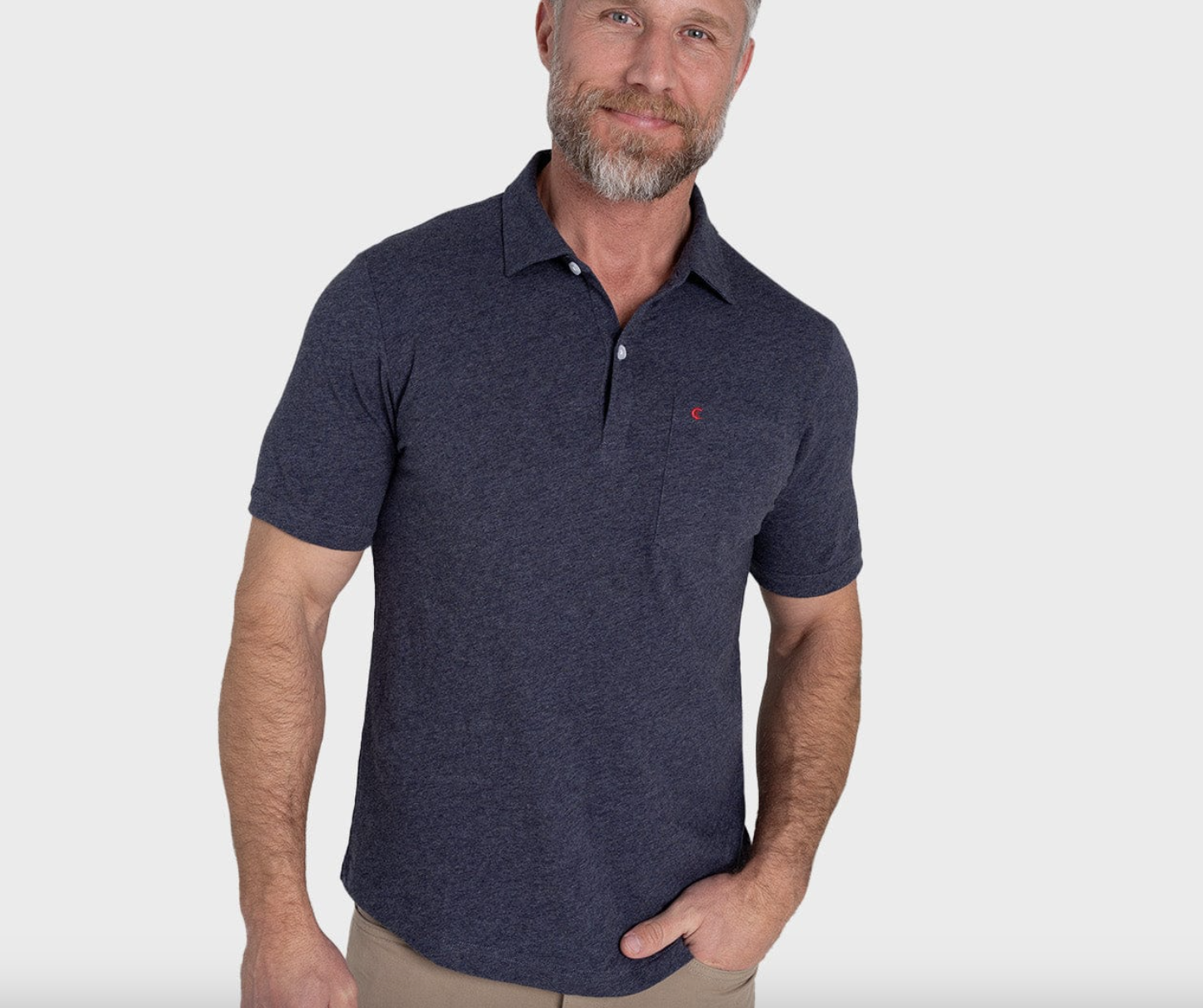 Sunwashed Polo, Heather Navy - Medium