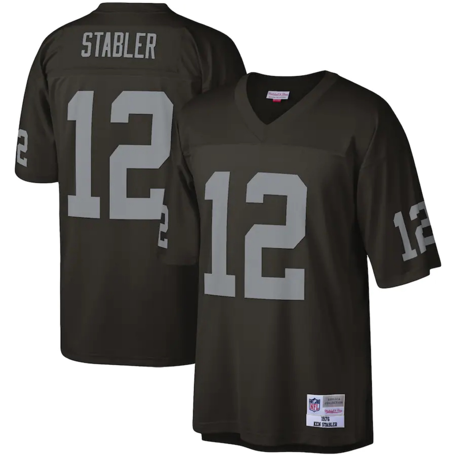 Oakland Raiders Kenny Stabler #12 Black Mitchell and Ness Jersey