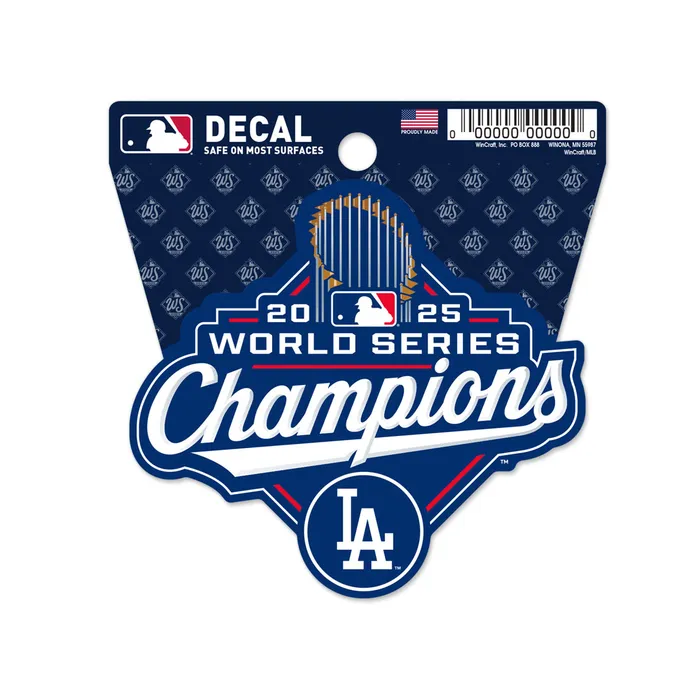 Los Angeles Dodgers 2025 World Series Champions Clean Decal 3X4"
