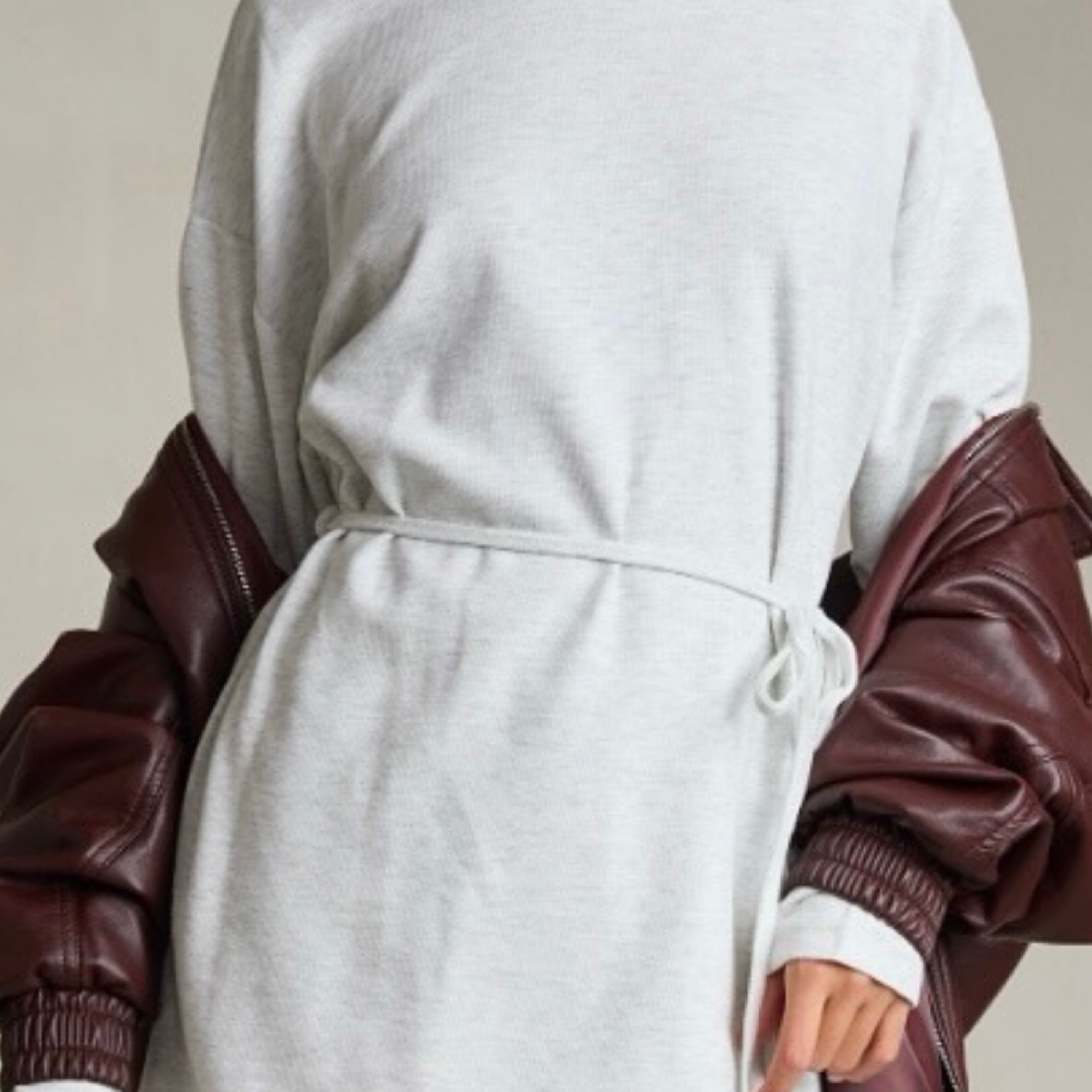 Long Sleeve Ribbed Tied T Shirt — product photo