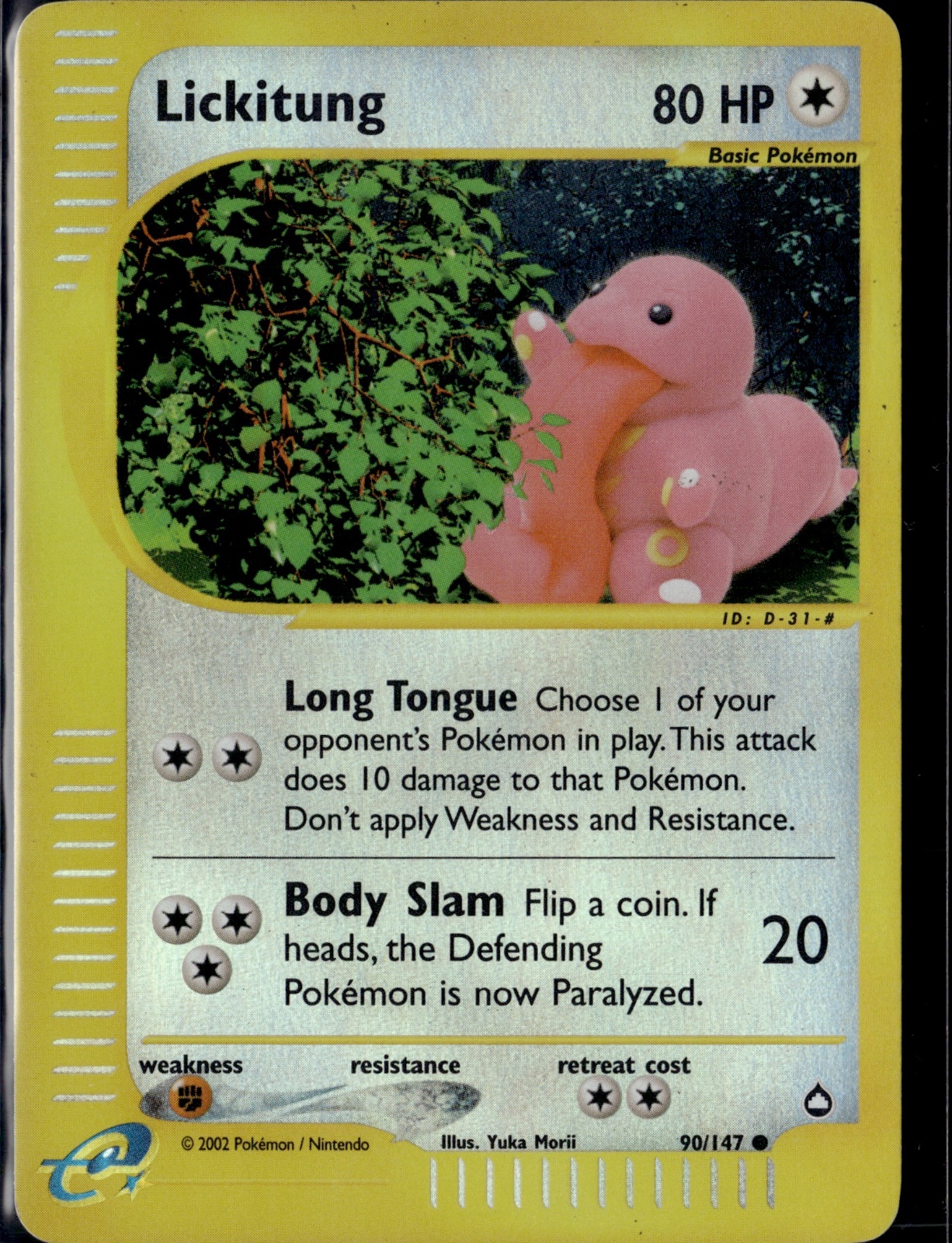Lickitung Reverse Holo Common Aquapolis 090/147 NM