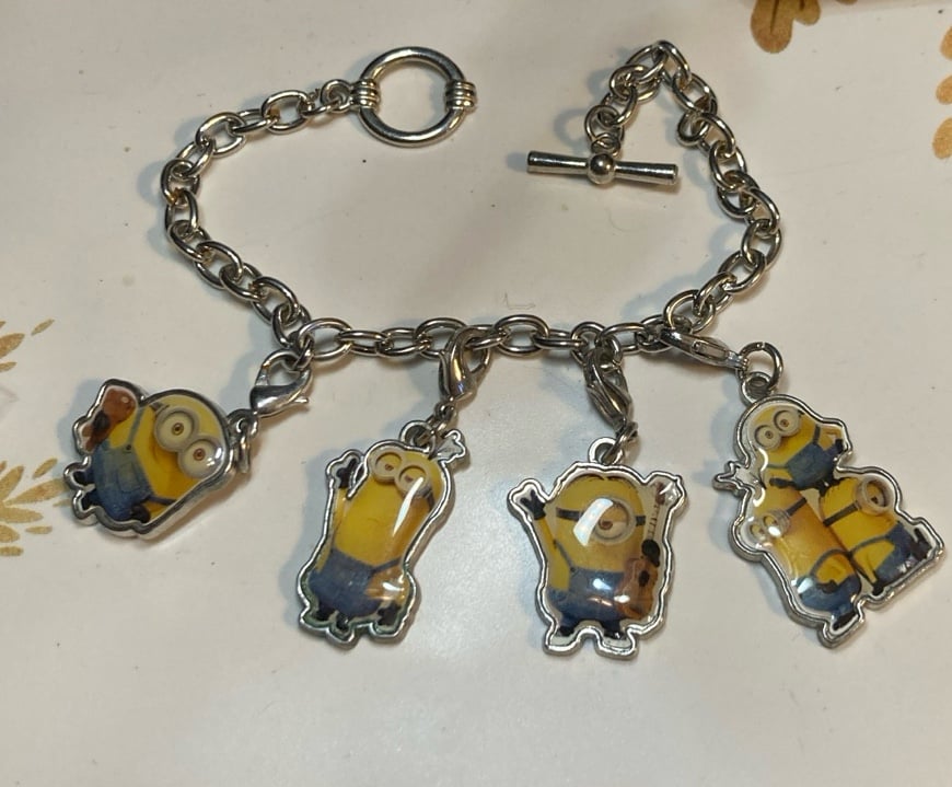 MINION CLIP SILVER TONE CHARM BRACELET