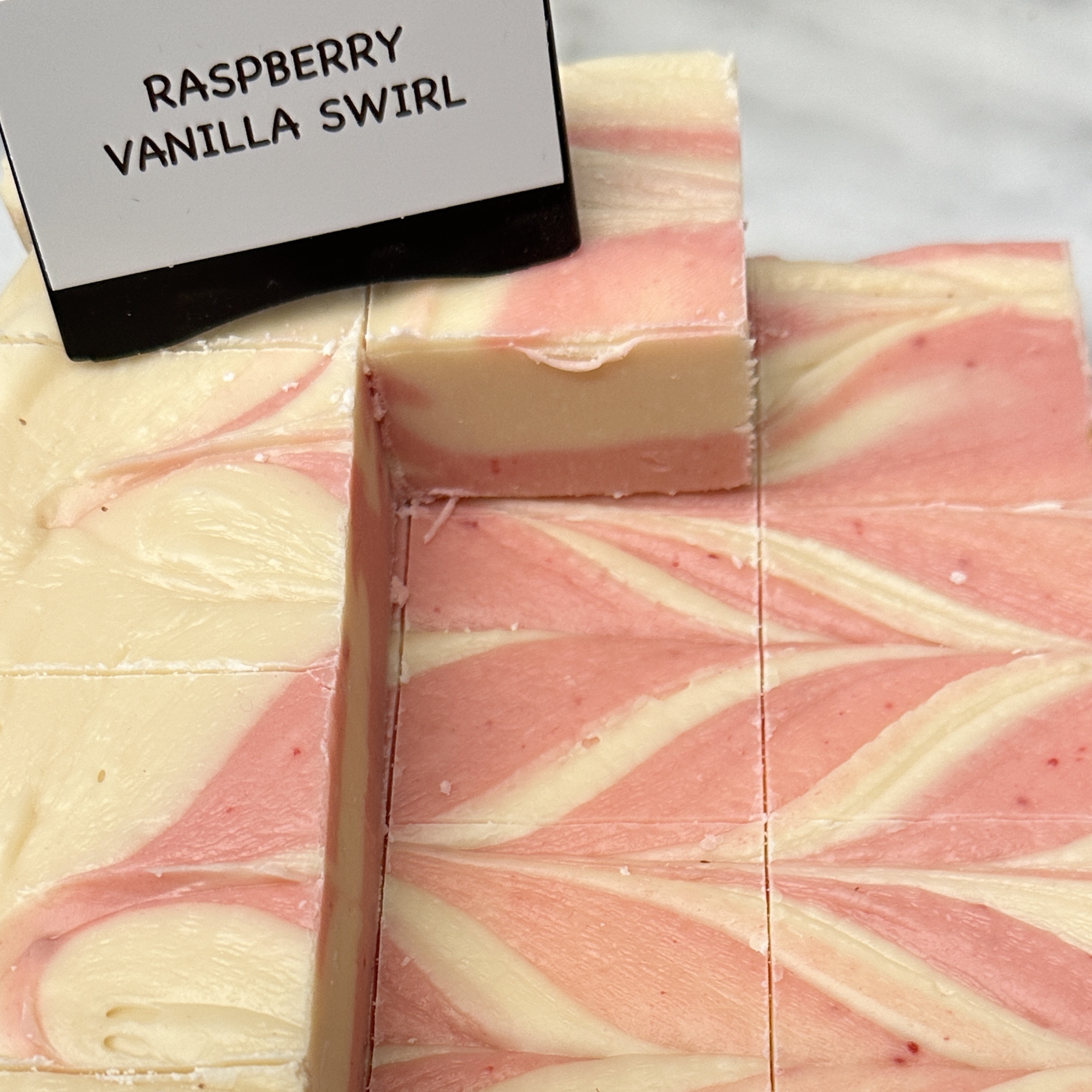 Raspberry Vanilla Swirl Fudge 1lb (4 squares)