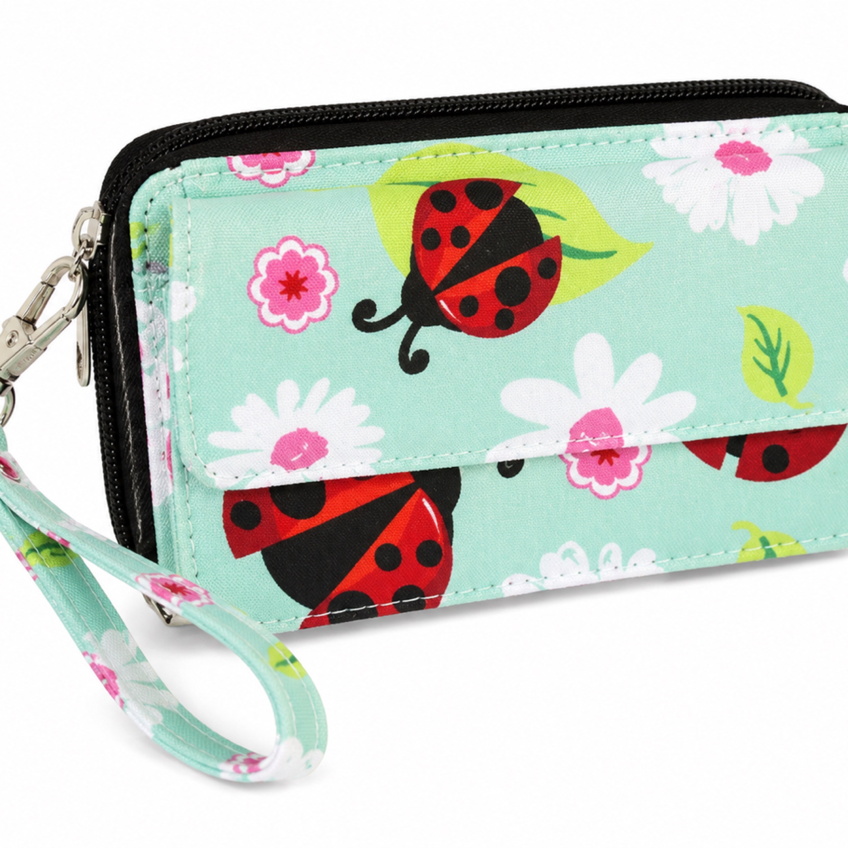 Ladybug Floral Wristlet Wallet