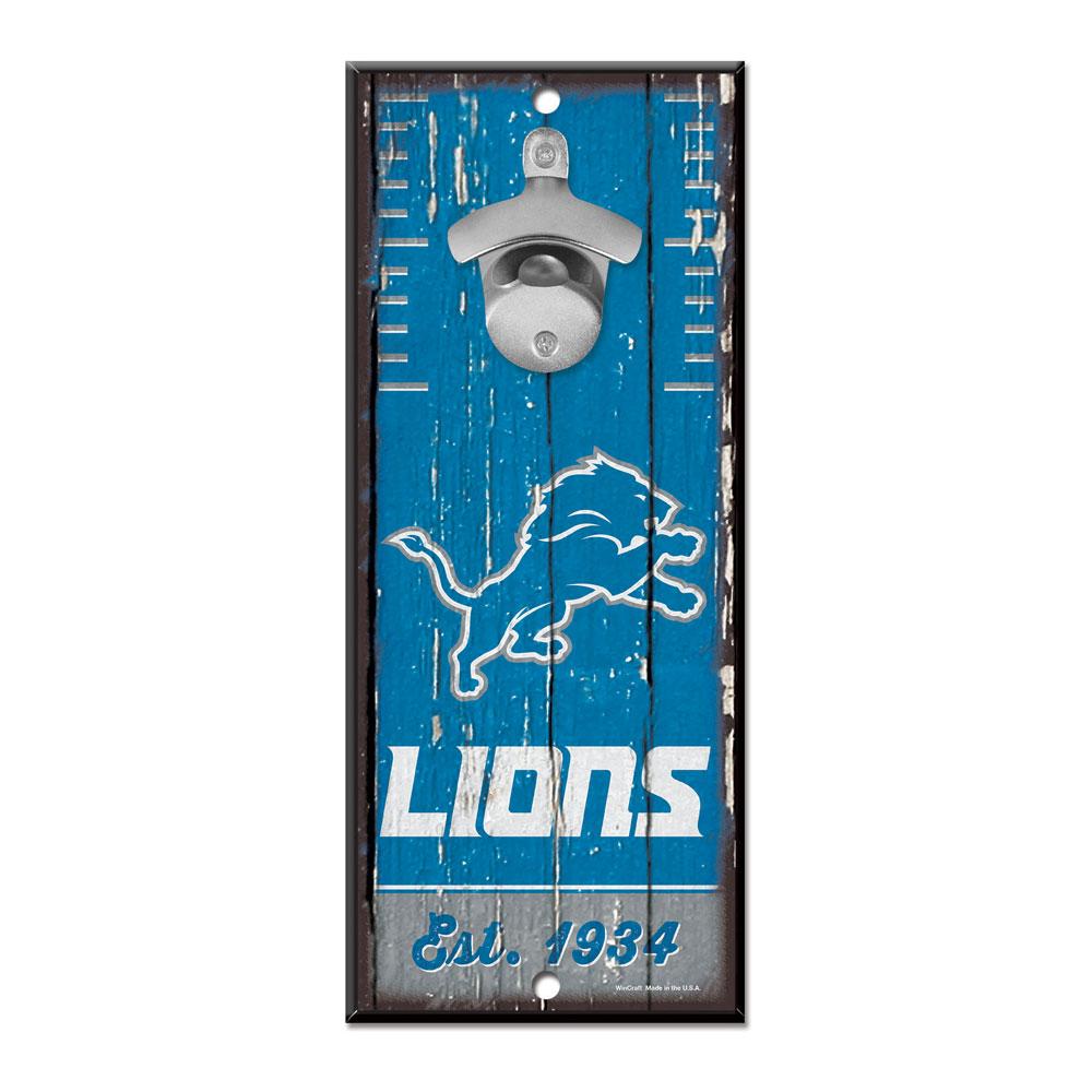 Detroit Lions Wood Bottle Opener 5x11"