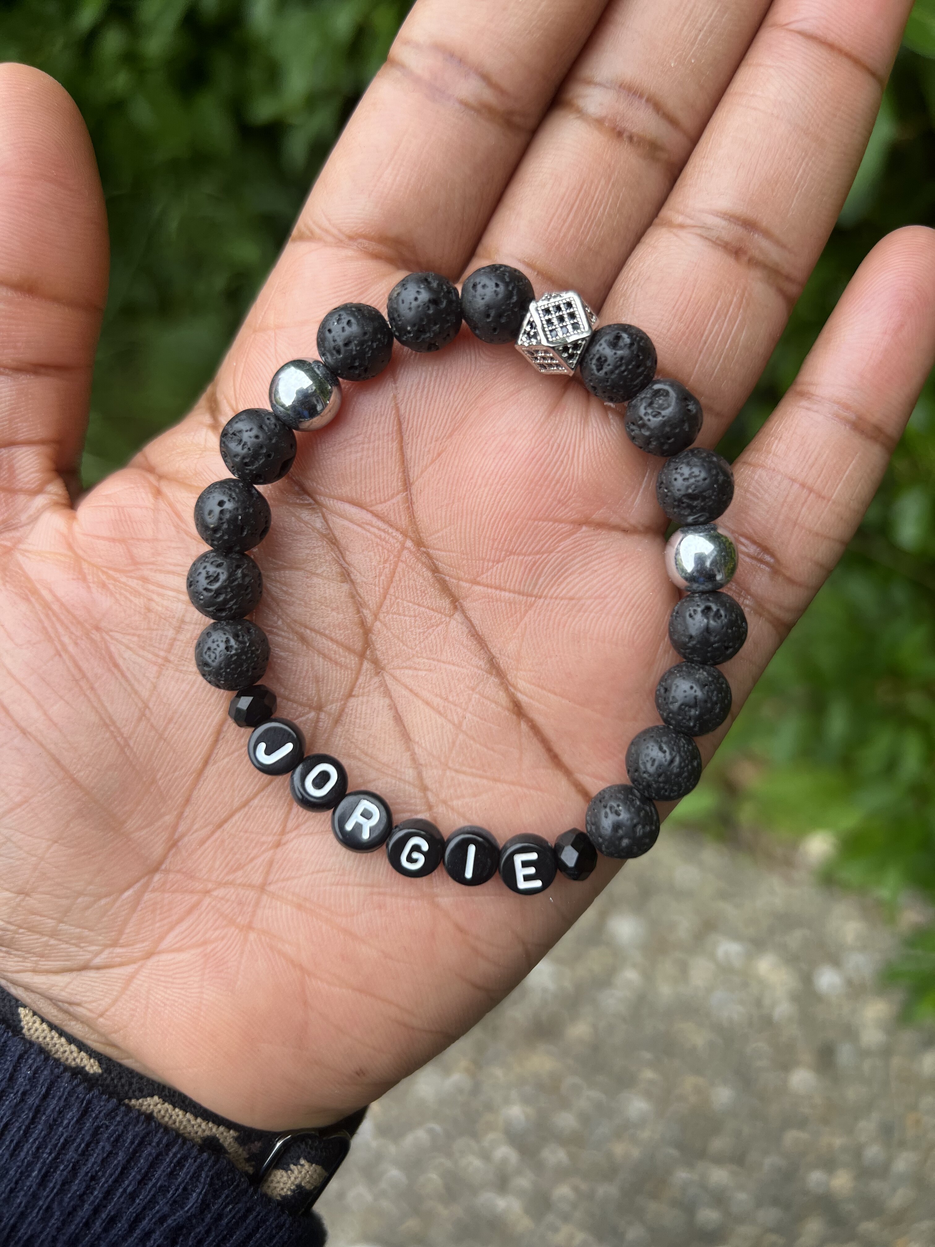 Natural Lava Rock Bead Bracelet view 8