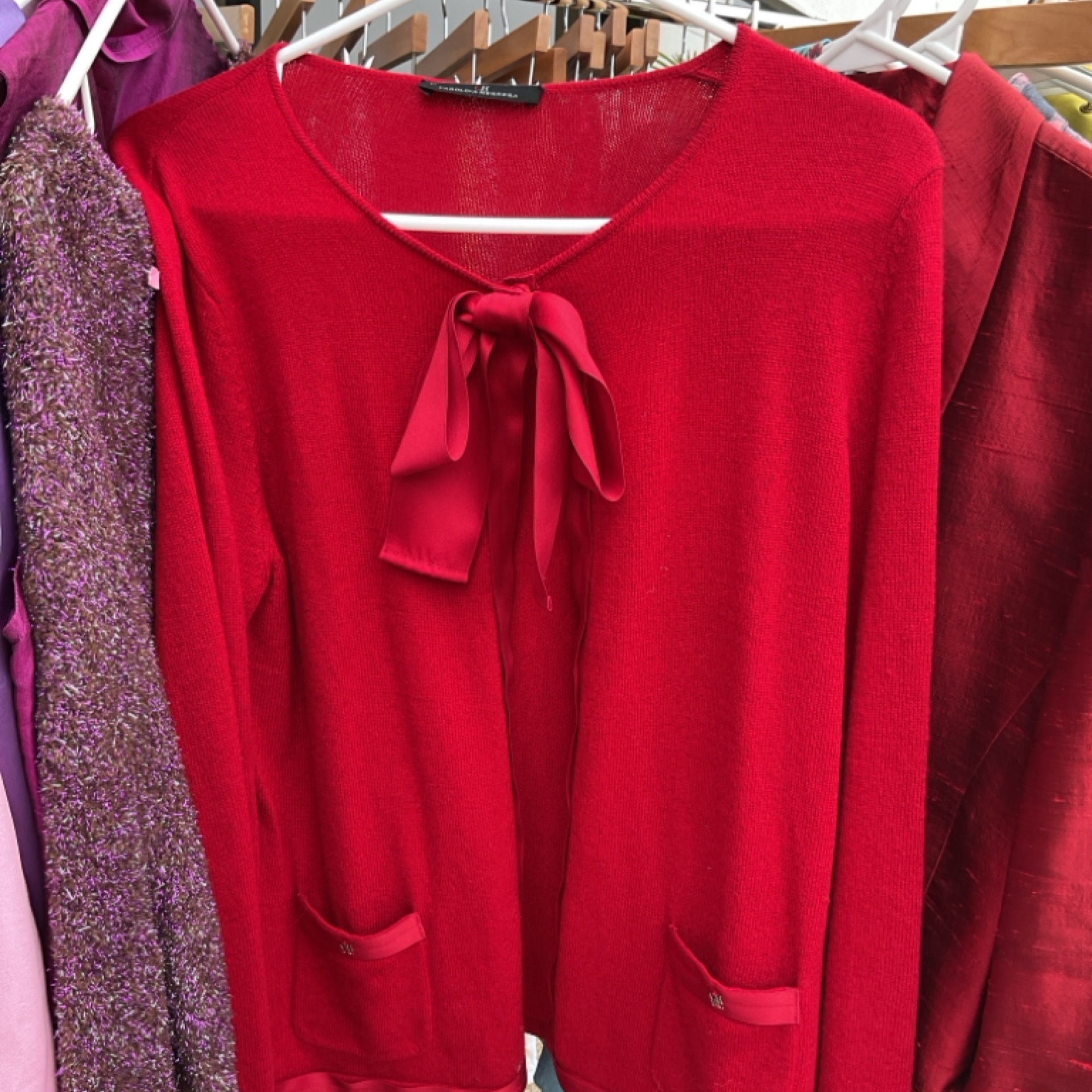 Red Cardigan With Bow