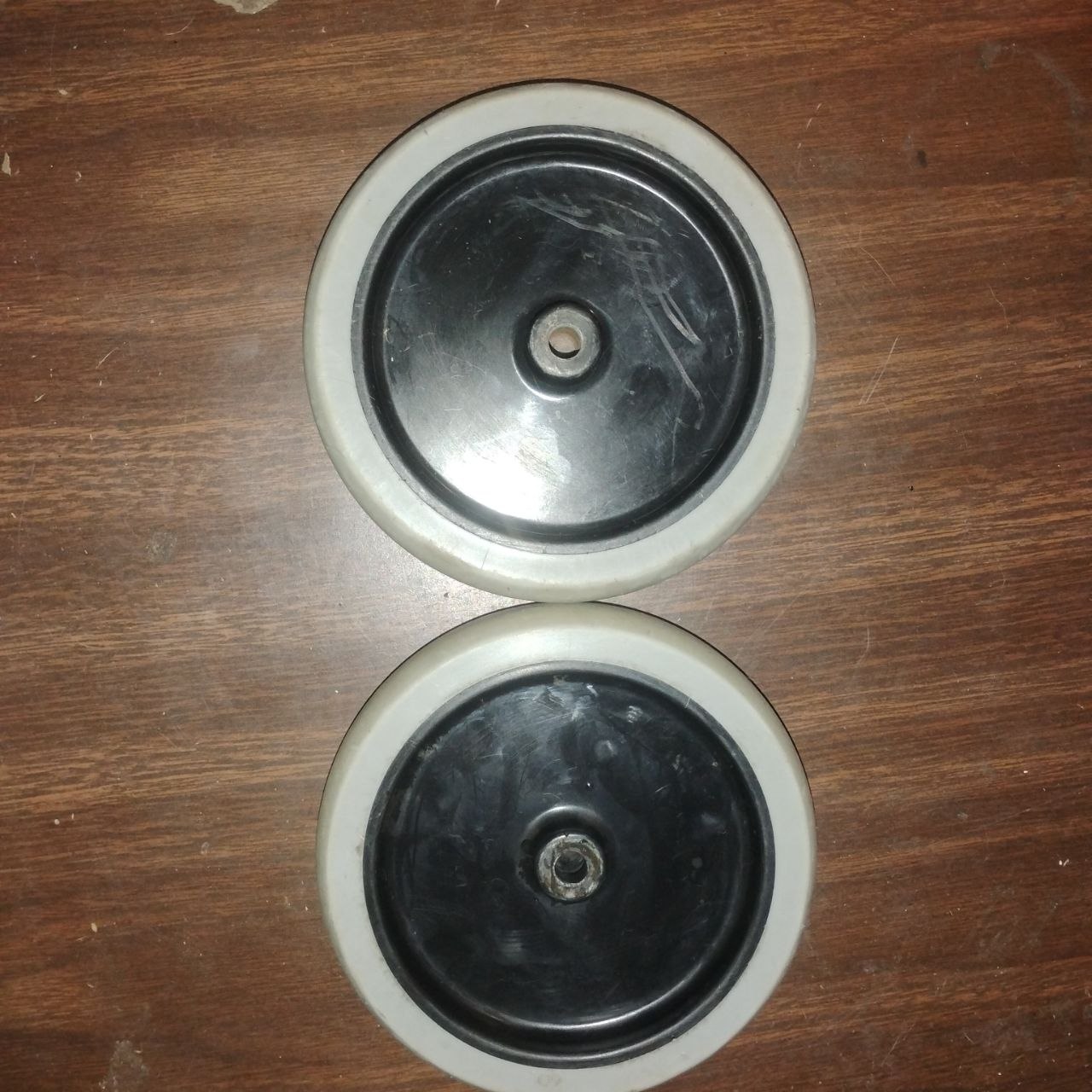 Lot of 2 Walker Wheels ~6" Gray Rubber DIY Cart Project Used