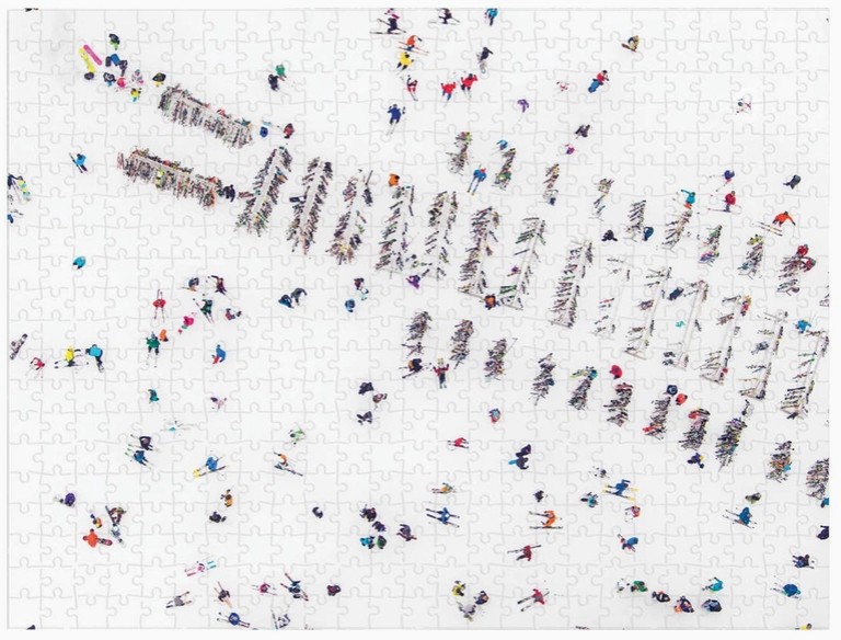 Gray Malin Double-Sided Skiers in Snow 500 Piece Puzzle