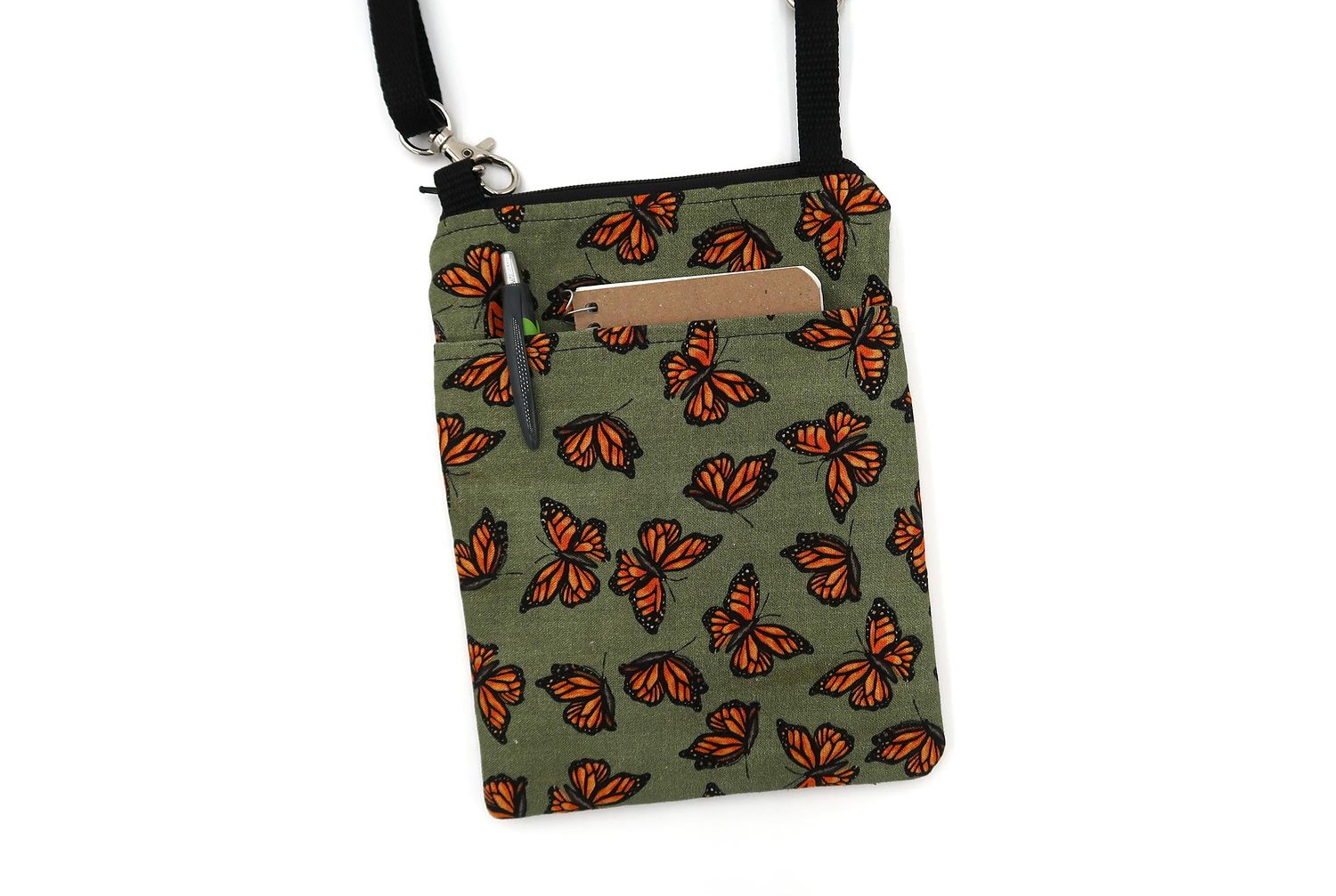 Small Crossbody Bag – Monarchs on Sage, photo 5 of 6