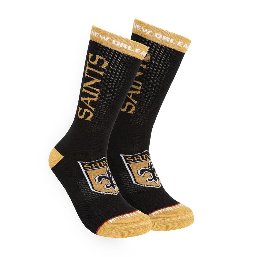 New Orleans Saints Retro Mitchell and Ness Kickoff Crew Socks
