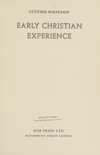 Cover of Early Christian Experience