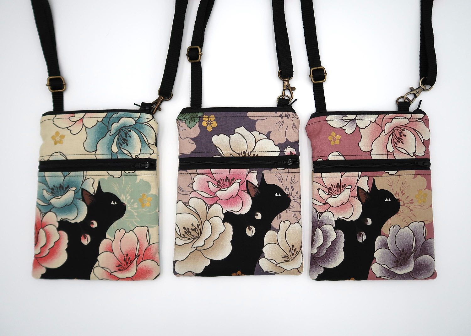 Small Crossbody Bag – Black Cats & Peonies, photo 15 of 15
