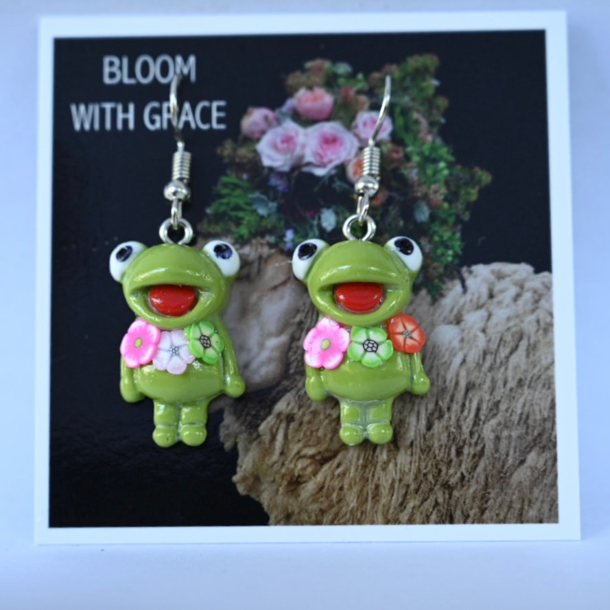 Frog Flower Earrings