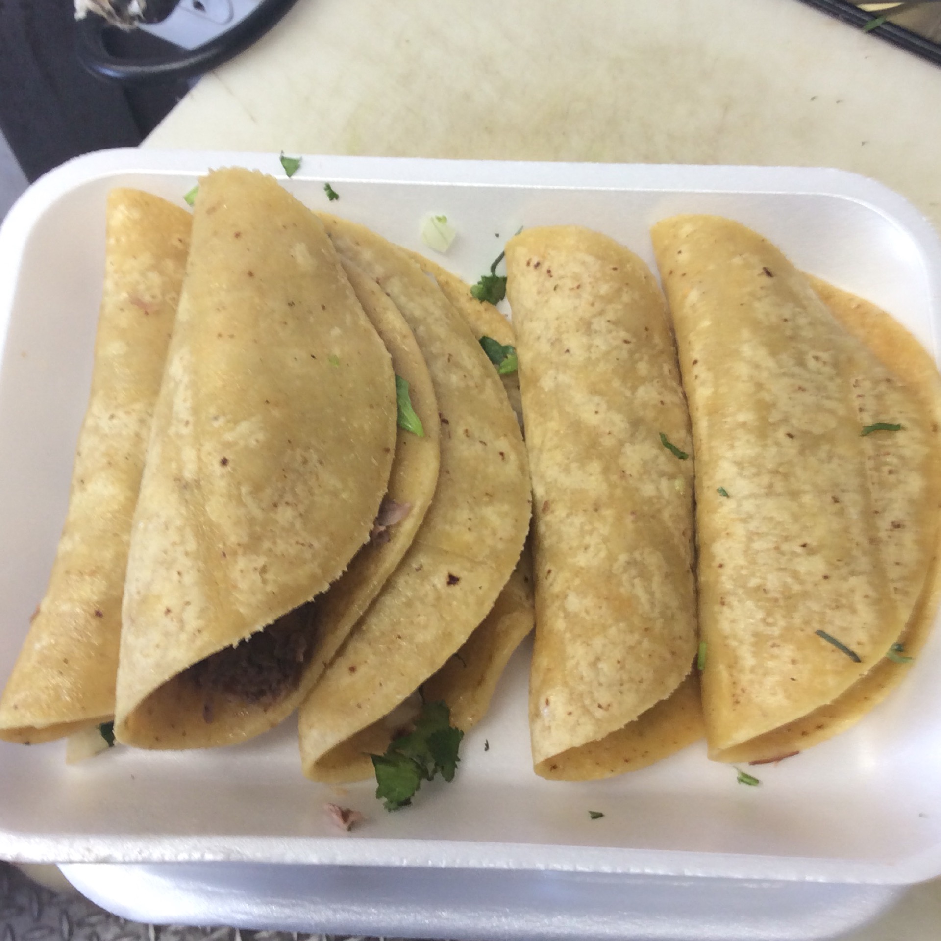 5 Tacos al Vapor - 5 Steam Meat Tacos from Tacos del Valle