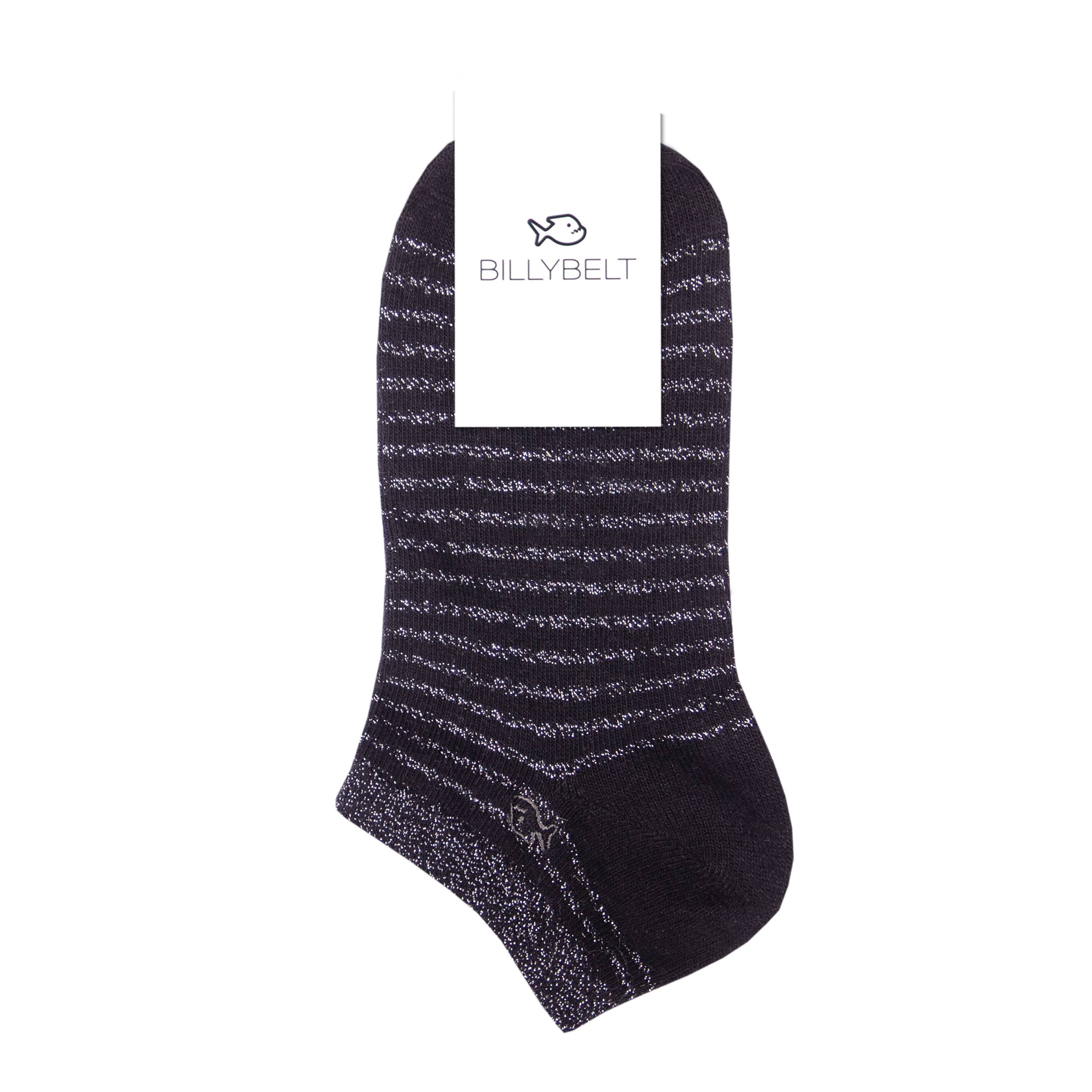 Black Ankle Socks with Silver Stripes - default