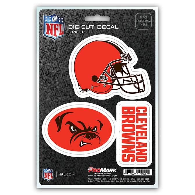 Cleveland Browns Die Cut Team Decals 3pk