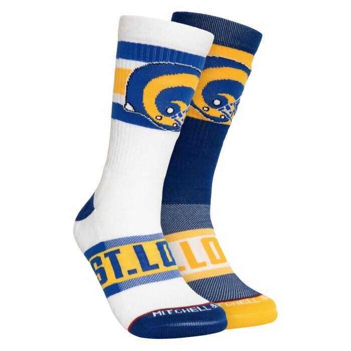 Los Angeles Rams Retro Mitchell and Ness Hail Mary Crew Socks